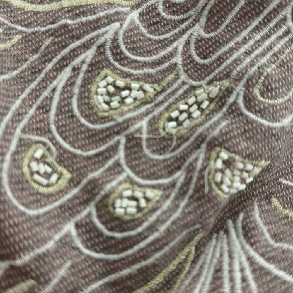 Akemi + Kin Top Shirt Womens Medium‎ Knit Beaded Bird Metallic Embroidered Boxy - Picture 9 of 13